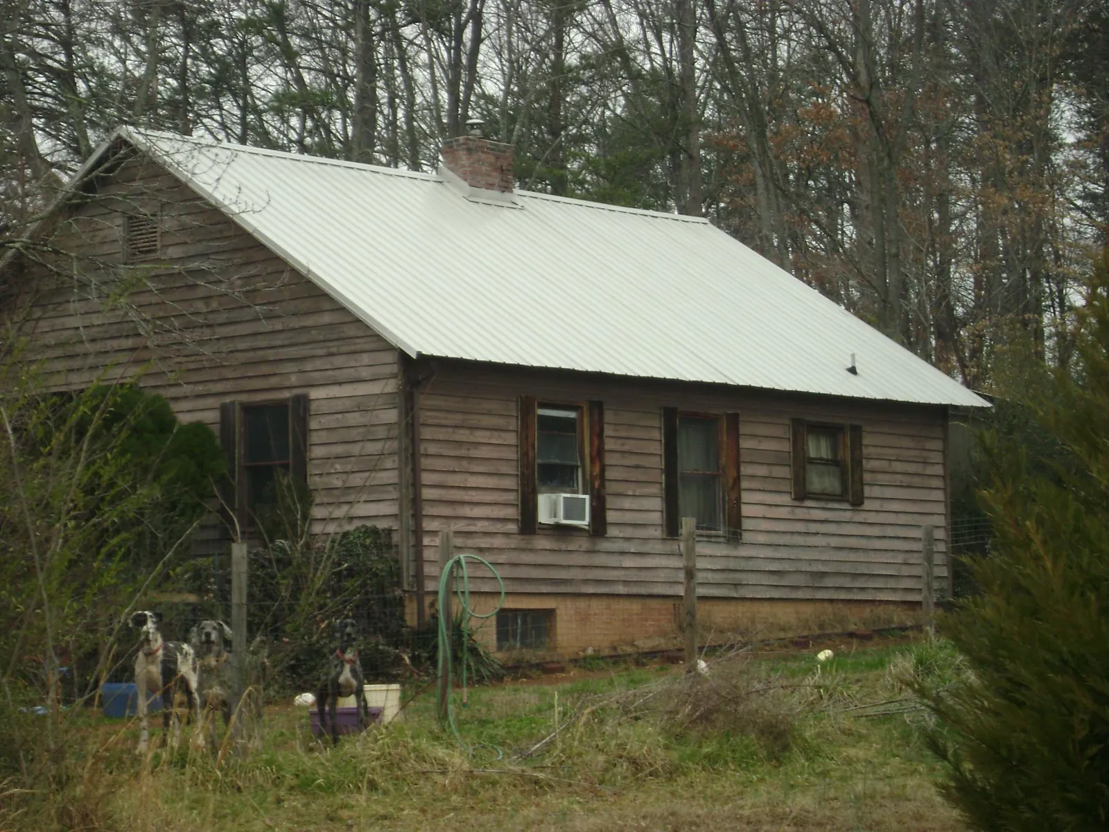 White metal roof on an old wood sided farmhouse, from a Asphalt Shingle Roof Repair job in Breezewood
